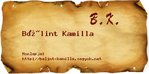 Bálint Kamilla névjegykártya